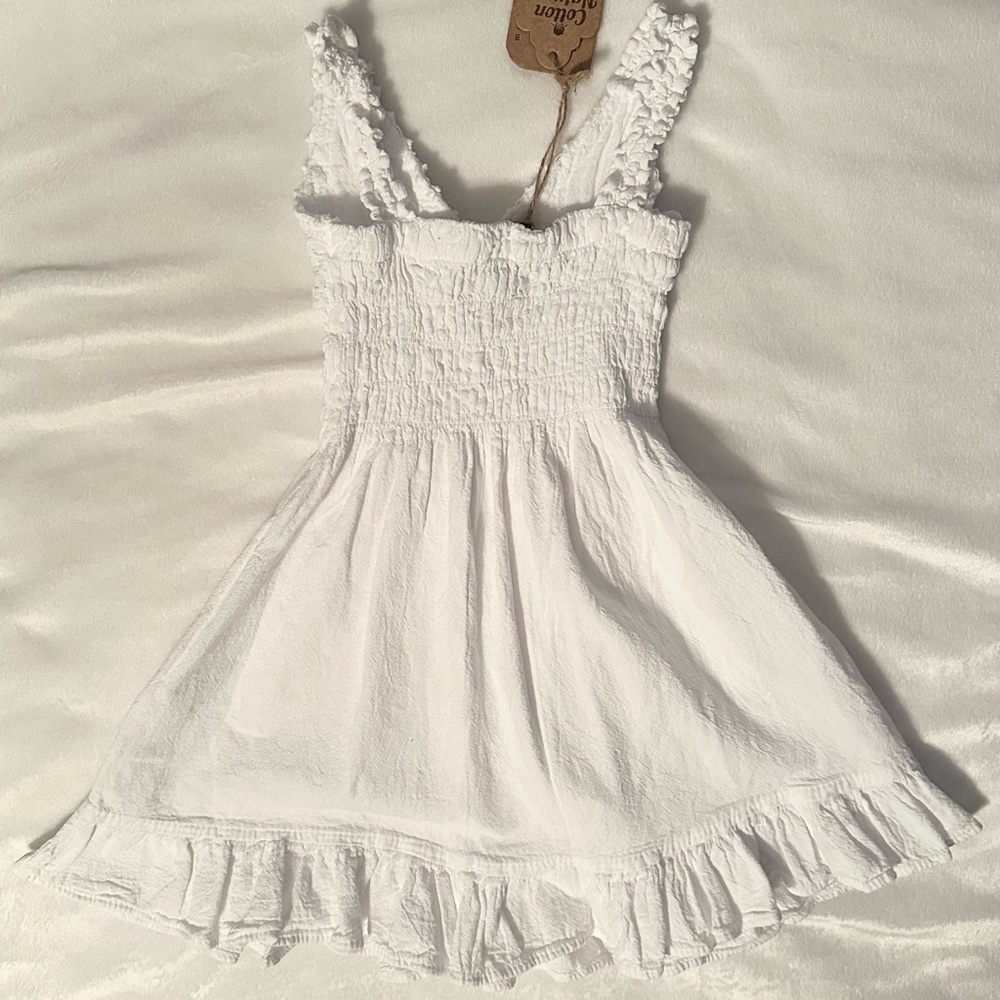 Cotton Natural White Dress Made Peru NWT Kids Girls 2T Toddler Fir Flare V-neck - Picture 2 of 7